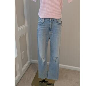 MOTHER High-Waisted Rider Ankle Fray Jeans